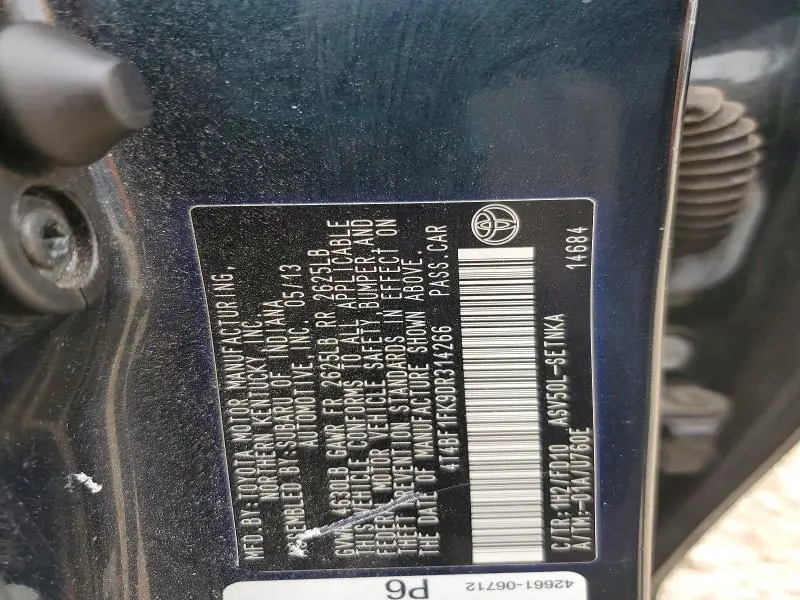 2013 TOYOTA CAMRY LE  