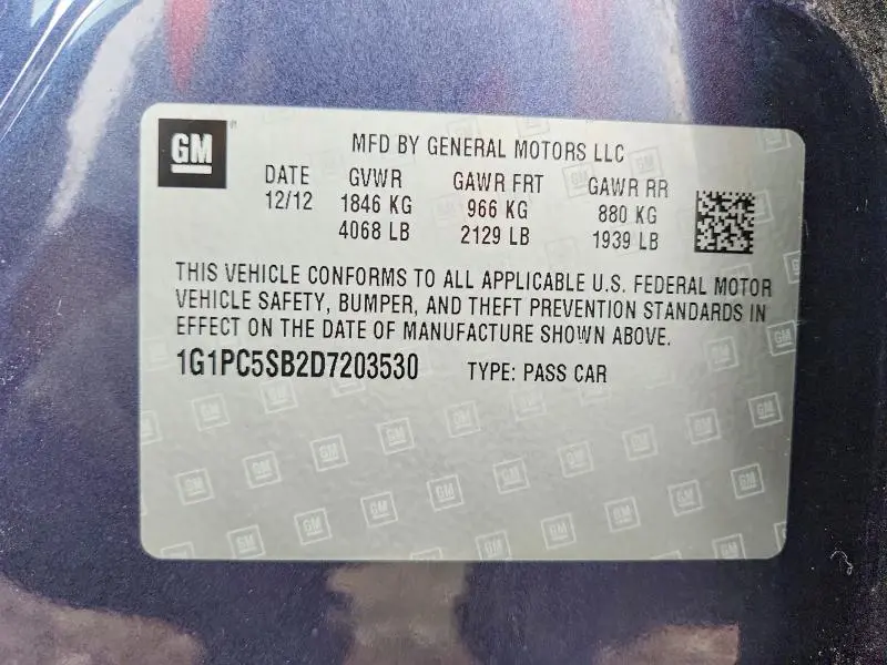 2013 CHEVROLET CRUZE LT  
