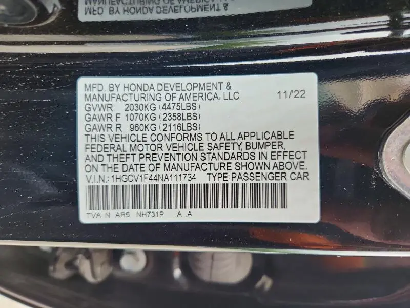 2022 HONDA ACCORD SPORT SE  
