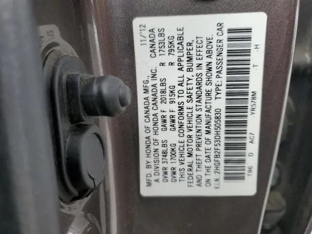 2013 HONDA CIVIC LX  