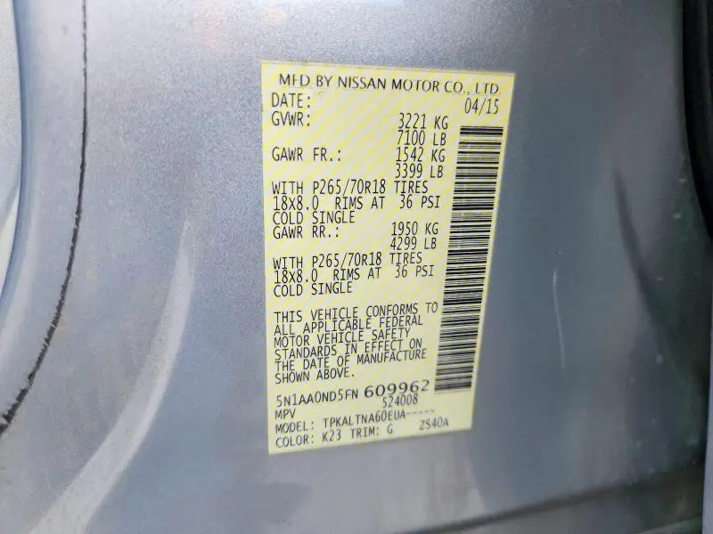 2015 NISSAN ARMADA SV  