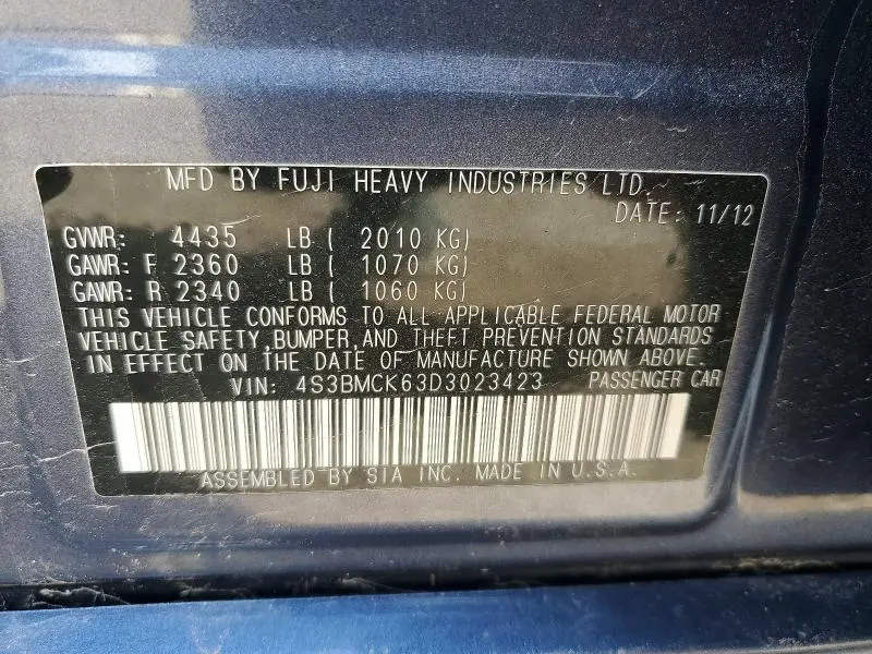 2013 SUBARU LEGACY 2.5I LIMITED  