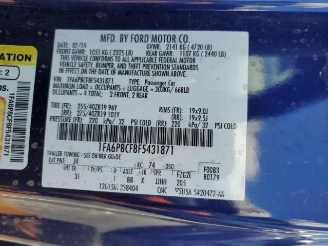 2015 FORD MUSTANG GT  