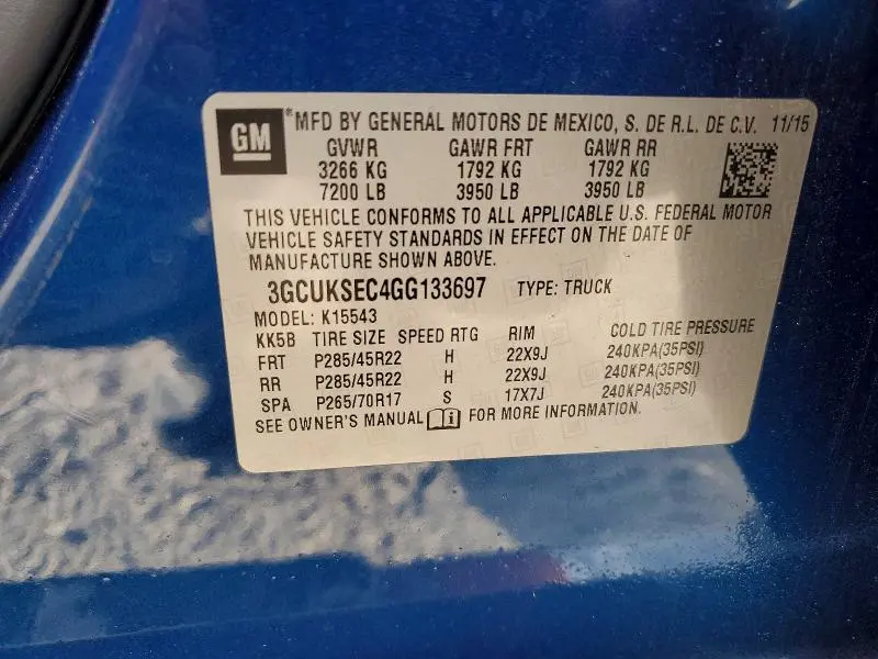 2016 CHEVROLET SILVERADO K1500 LTZ  