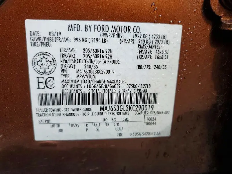 2019 FORD ECOSPORT SE  