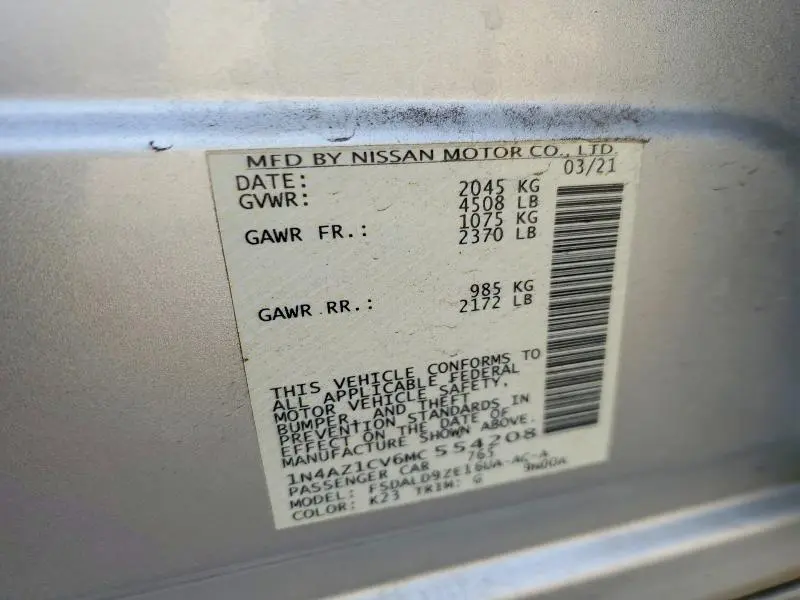 2021 NISSAN LEAF SV  