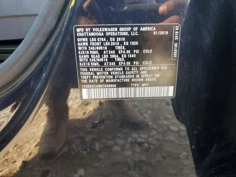 2019 VOLKSWAGEN ATLAS SE  