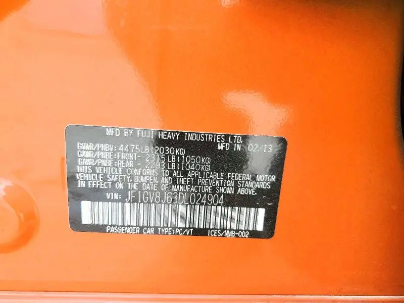 2013 SUBARU IMPREZA WRX STI  