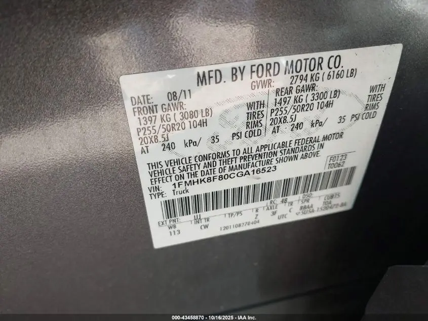 2012 FORD EXPLORER LIMITED