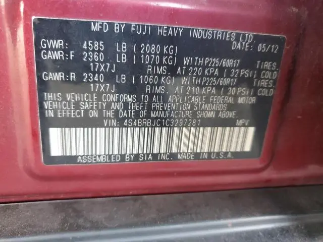 2012 SUBARU OUTBACK 2.5I LIMITED  