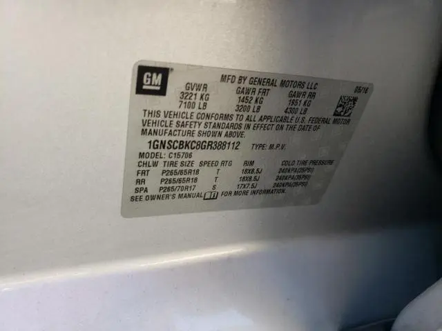 2016 CHEVROLET TAHOE C1500 LT  