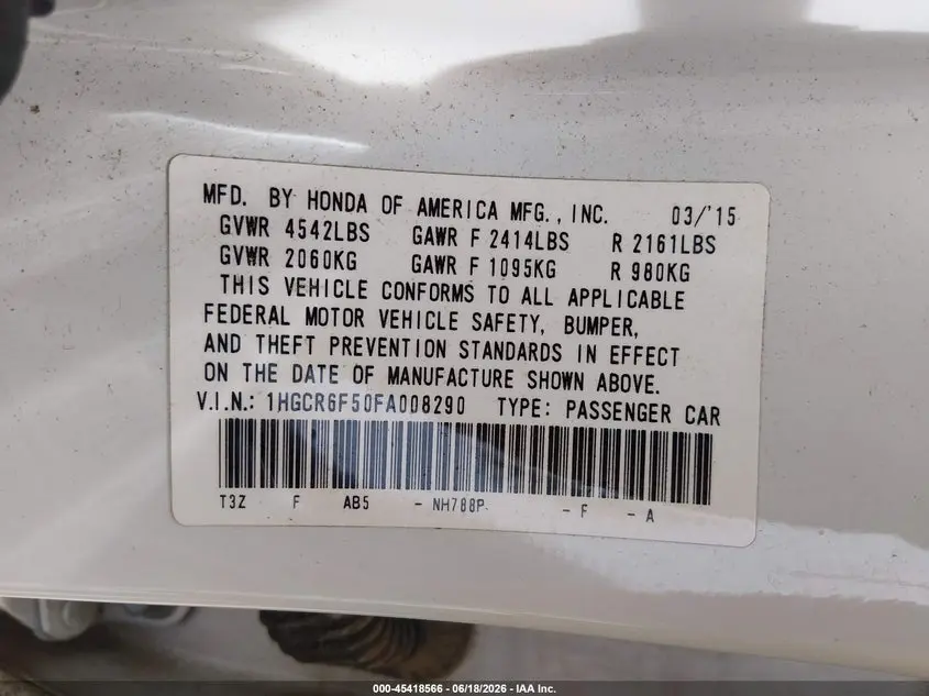 2015 HONDA ACCORD HYBRID EX-L