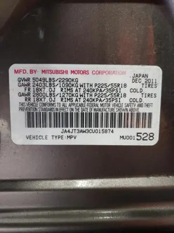 2012 MITSUBISHI OUTLANDER SE  