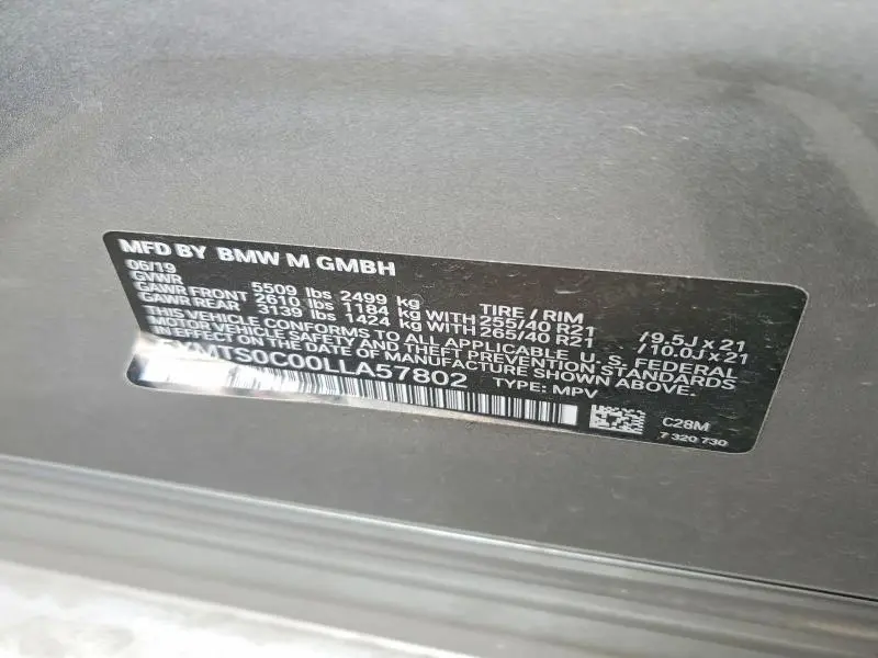 2020 BMW X3 M COMPETITION  