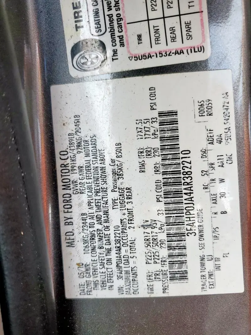 2010 FORD FUSION SEL  