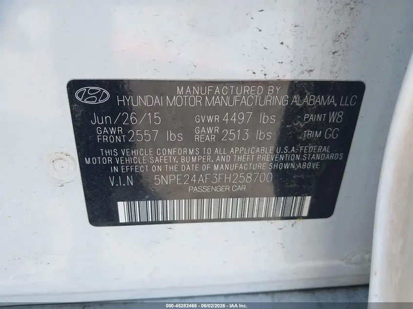 2015 HYUNDAI SONATA SE