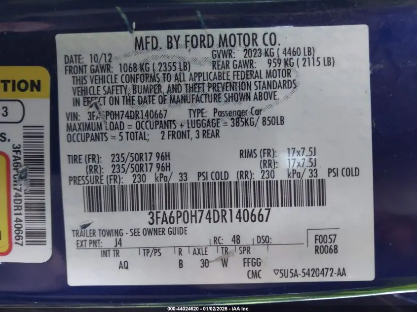 2013 FORD FUSION SE