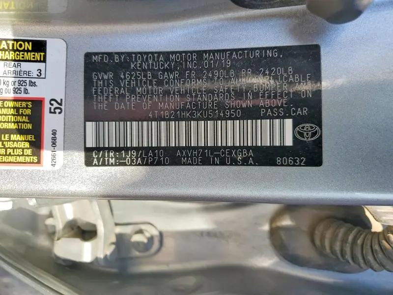 2019 TOYOTA CAMRY HYBRID  