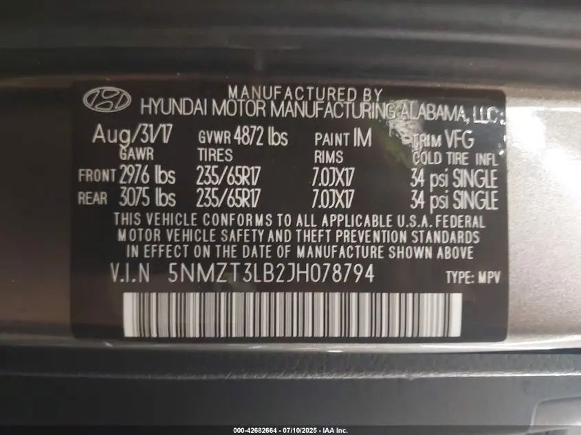 2018 HYUNDAI SANTA FE SPORT 2.4L