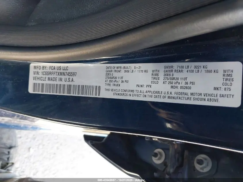 2021 RAM 1500 BIG HORN  4X4 5'7 BOX