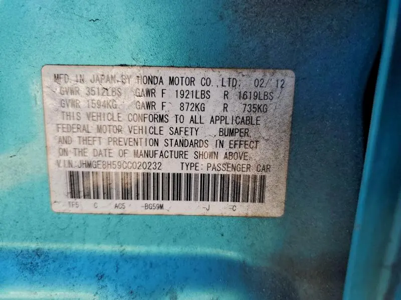 2012 HONDA FIT SPORT  