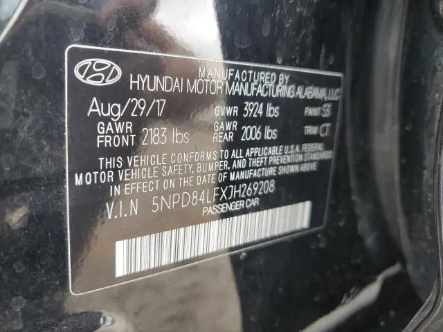 2018 HYUNDAI ELANTRA SEL  