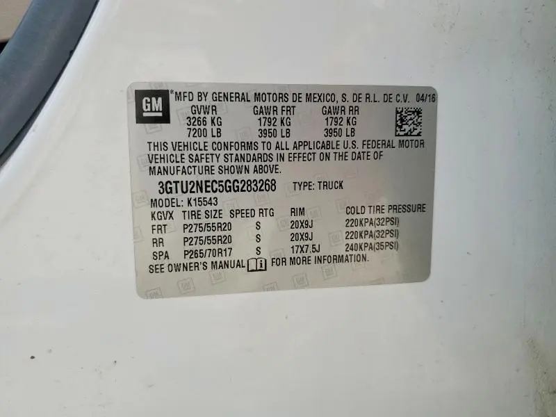 2016 GMC SIERRA K1500 SLT  