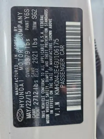 2016 HYUNDAI GENESIS 3.8L  