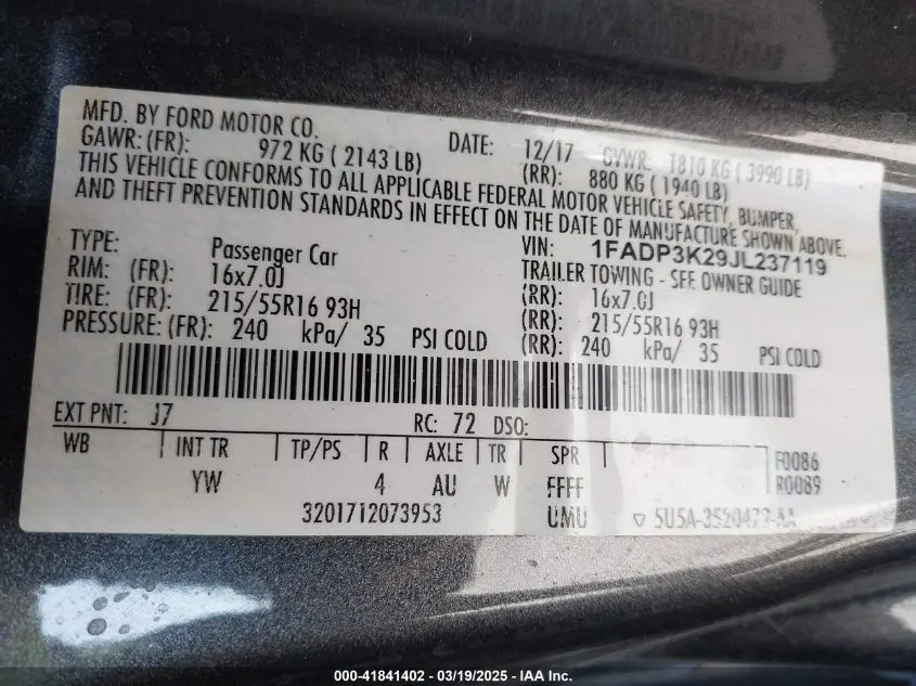 2018 FORD FOCUS SE