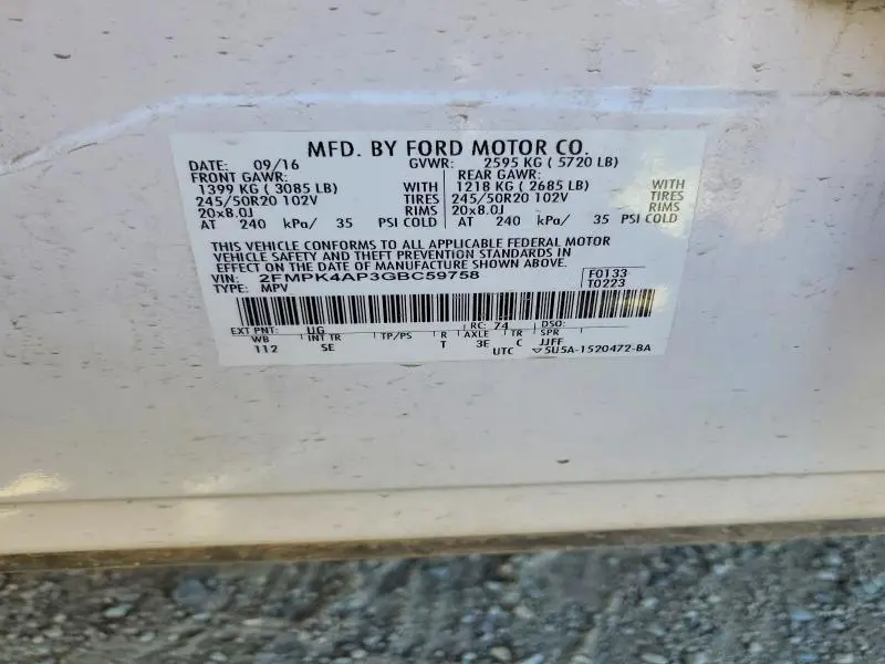 2016 FORD EDGE SPORT  