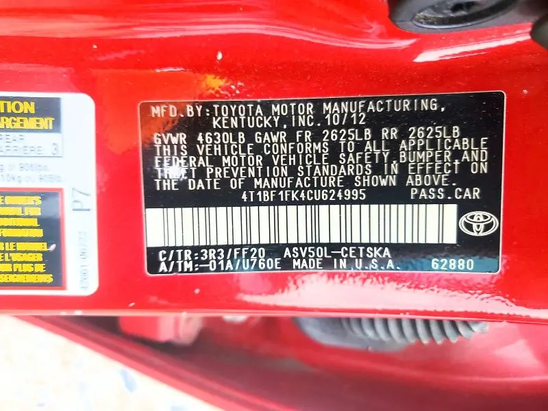2012 TOYOTA CAMRY SE  