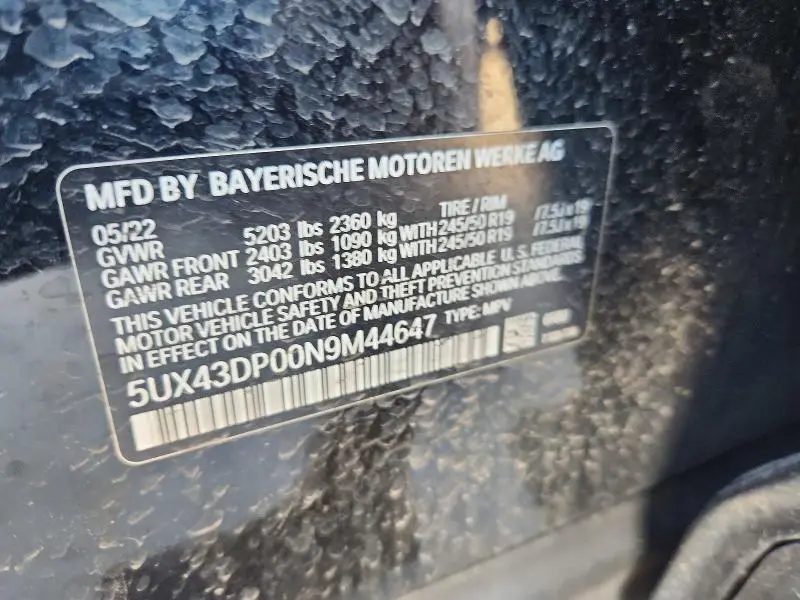 2022 BMW X3 SDRIVE30I  