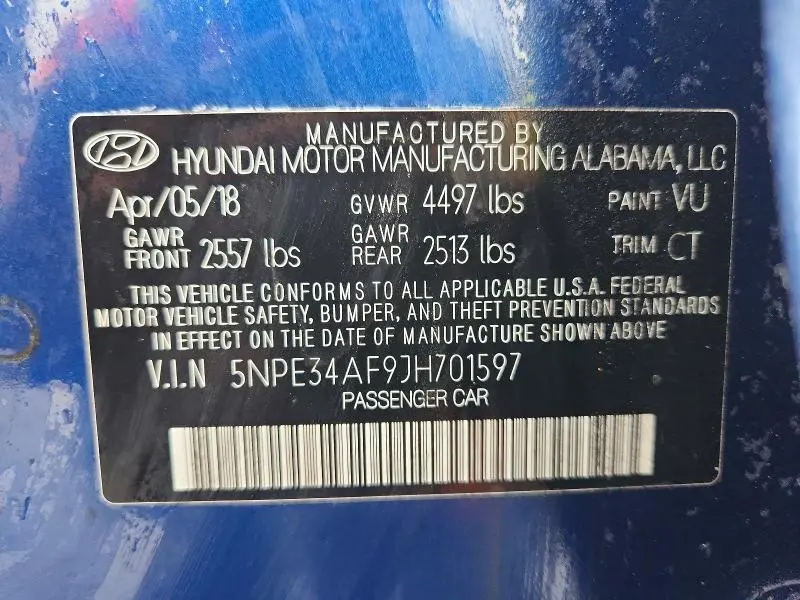 2018 HYUNDAI SONATA SPORT  