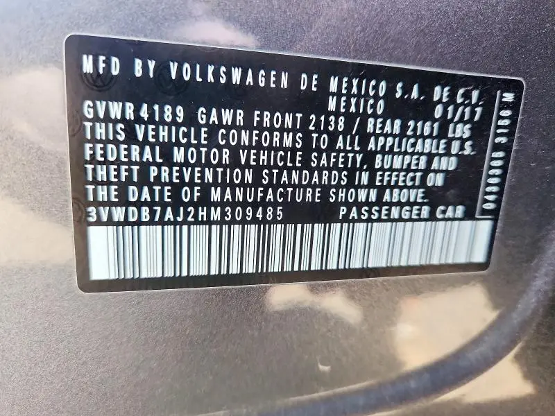 2017 VOLKSWAGEN JETTA SE  