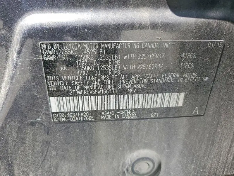 2015 TOYOTA RAV4 XLE  