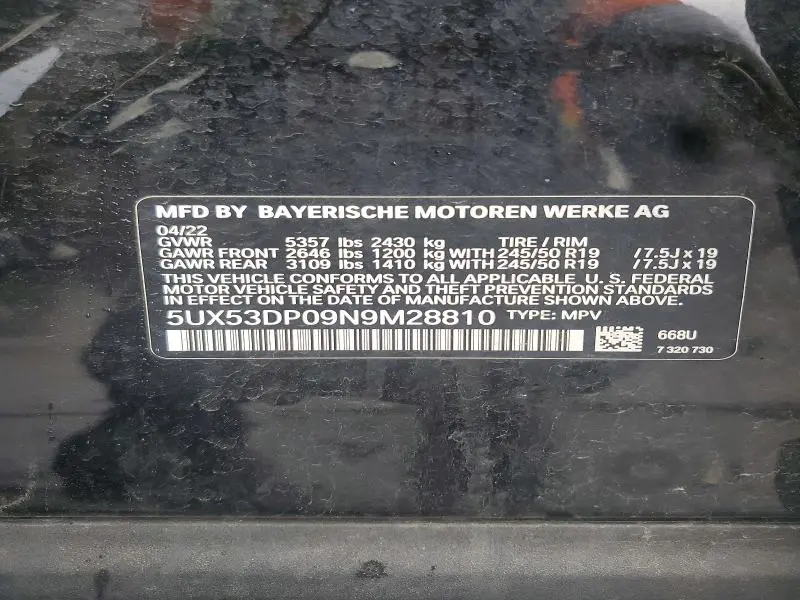 2022 BMW X3 XDRIVE30I  