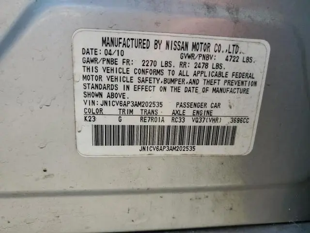 2010 INFINITI G37 BASE  