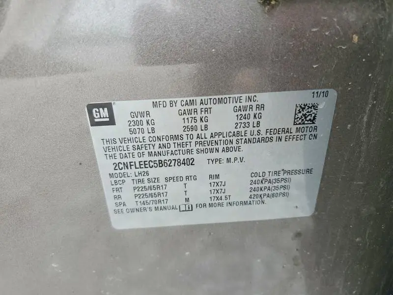 2011 CHEVROLET EQUINOX LT  