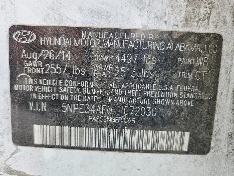 2015 HYUNDAI SONATA   