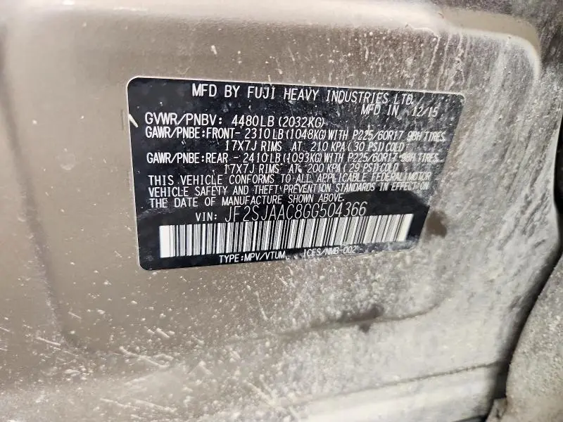 2016 SUBARU FORESTER 2.5I  