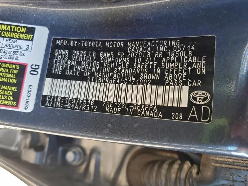 2014 TOYOTA COROLLA ECO  