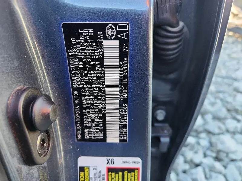 2016 TOYOTA COROLLA L  