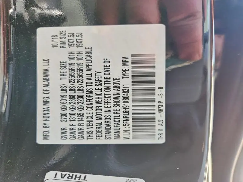 2019 HONDA ODYSSEY ELITE  