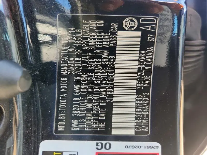 2014 TOYOTA COROLLA LE  