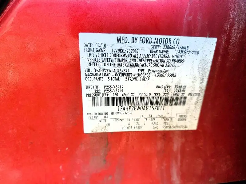 2010 FORD TAURUS SEL  