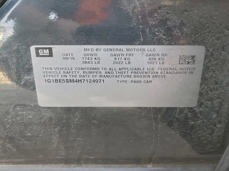 2017 CHEVROLET CRUZE LT  