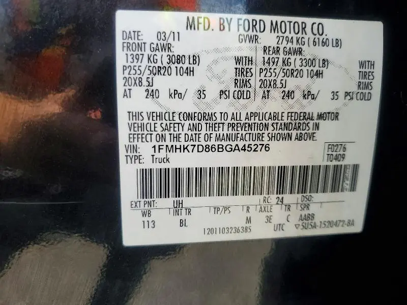 2011 FORD EXPLORER XLT  