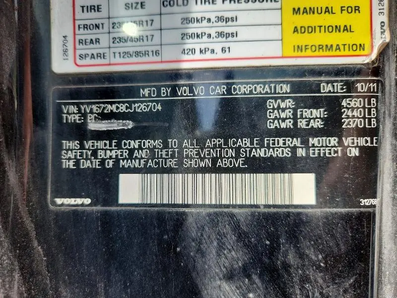 2012 VOLVO C70 T5  