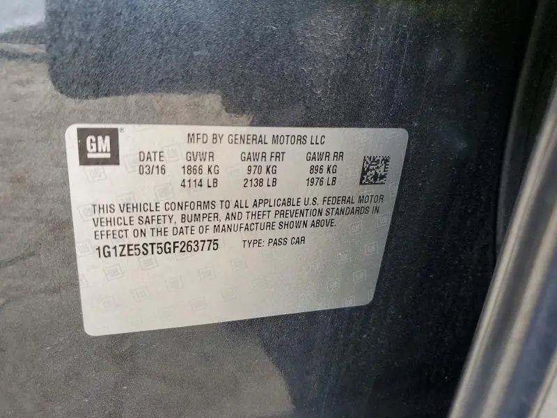 2016 CHEVROLET MALIBU LT  