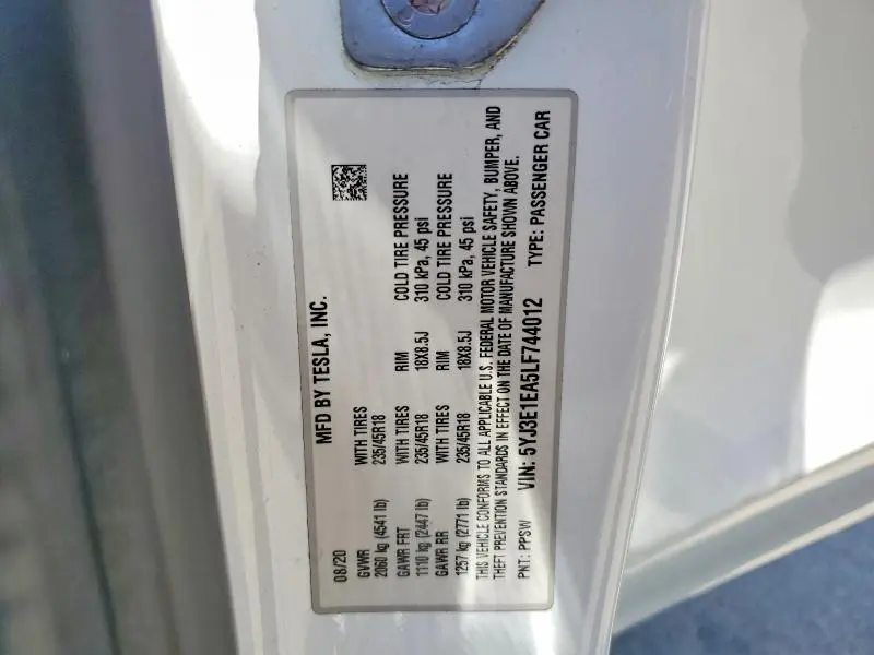 2020 TESLA MODEL 3   